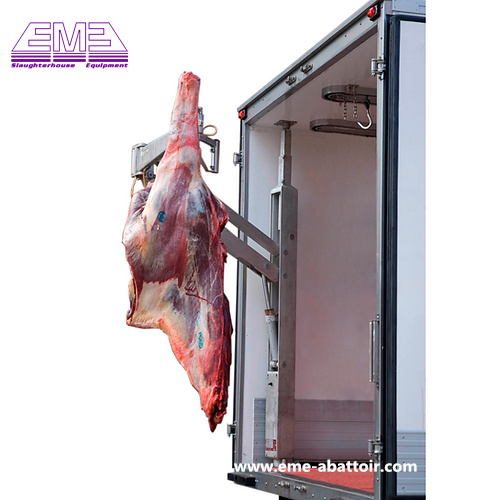 Pig carcass arm type unloading machine