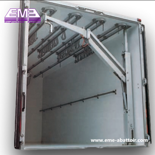 Pig carcass arm type unloading machine
