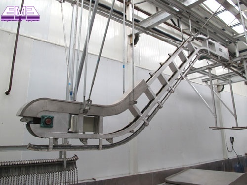 Pig slaughterhouse idle shackle unloading device