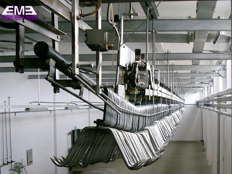 Pig slaughterhouse idle shackle unloading device