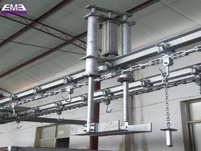 Pig carcass auto unloading device in pig slaughterhouse and abattoir