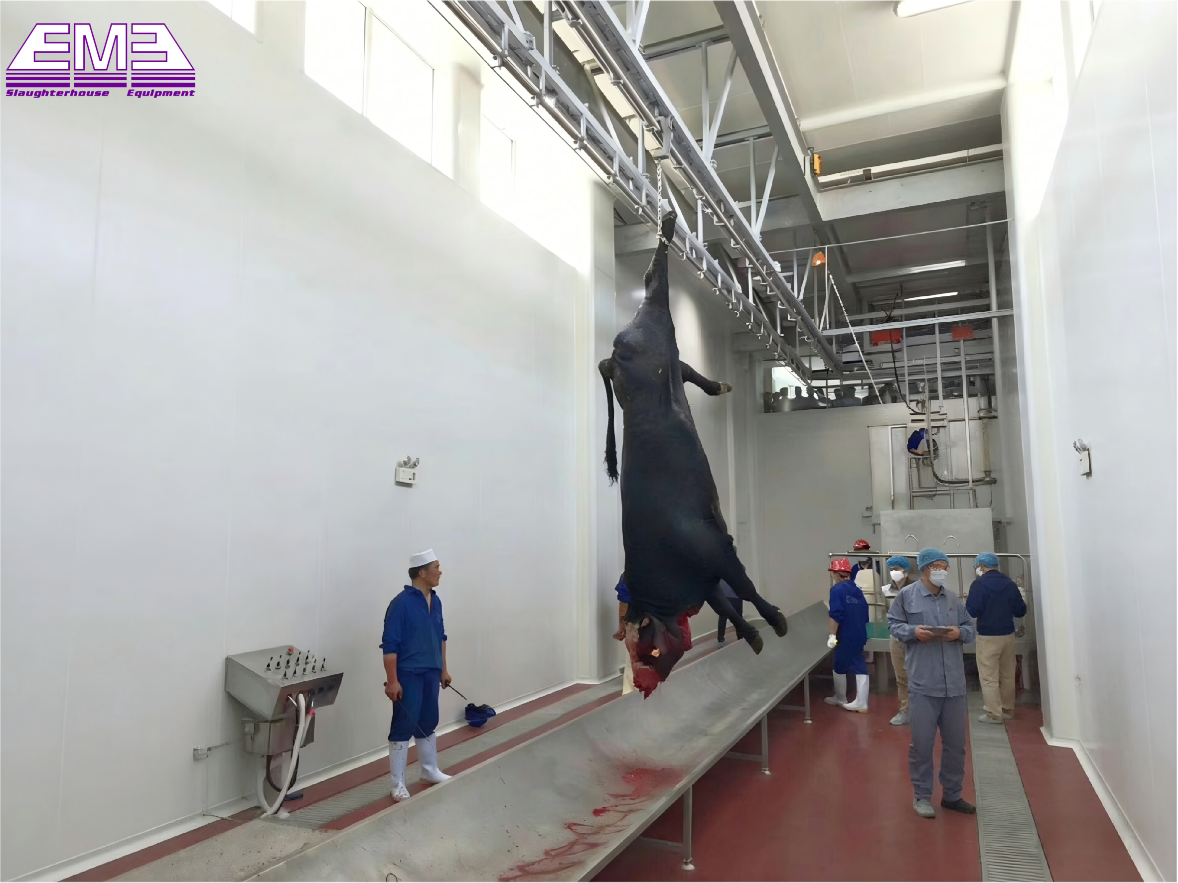 Cow abattoir cattle bleeding automatic convey rail for cattle killing processing