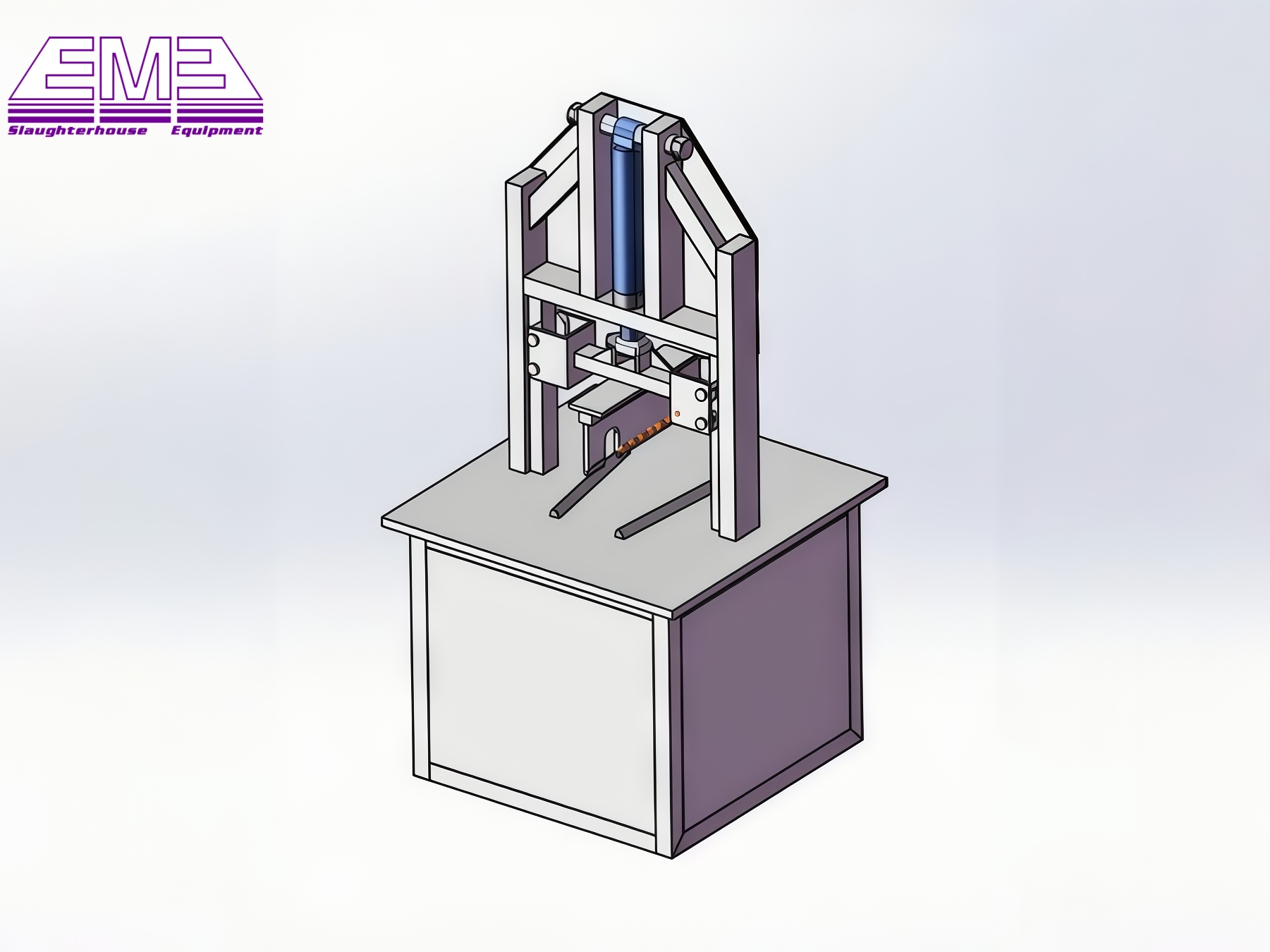 cow slaughtering line equipment cattle head open hydraulic saw
