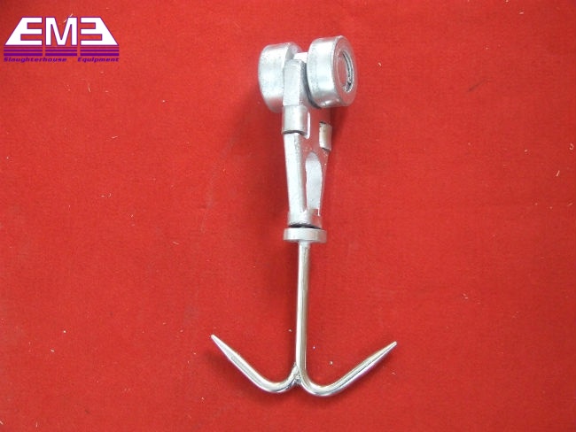 Sheep slaughter dual rail pulley hanger
