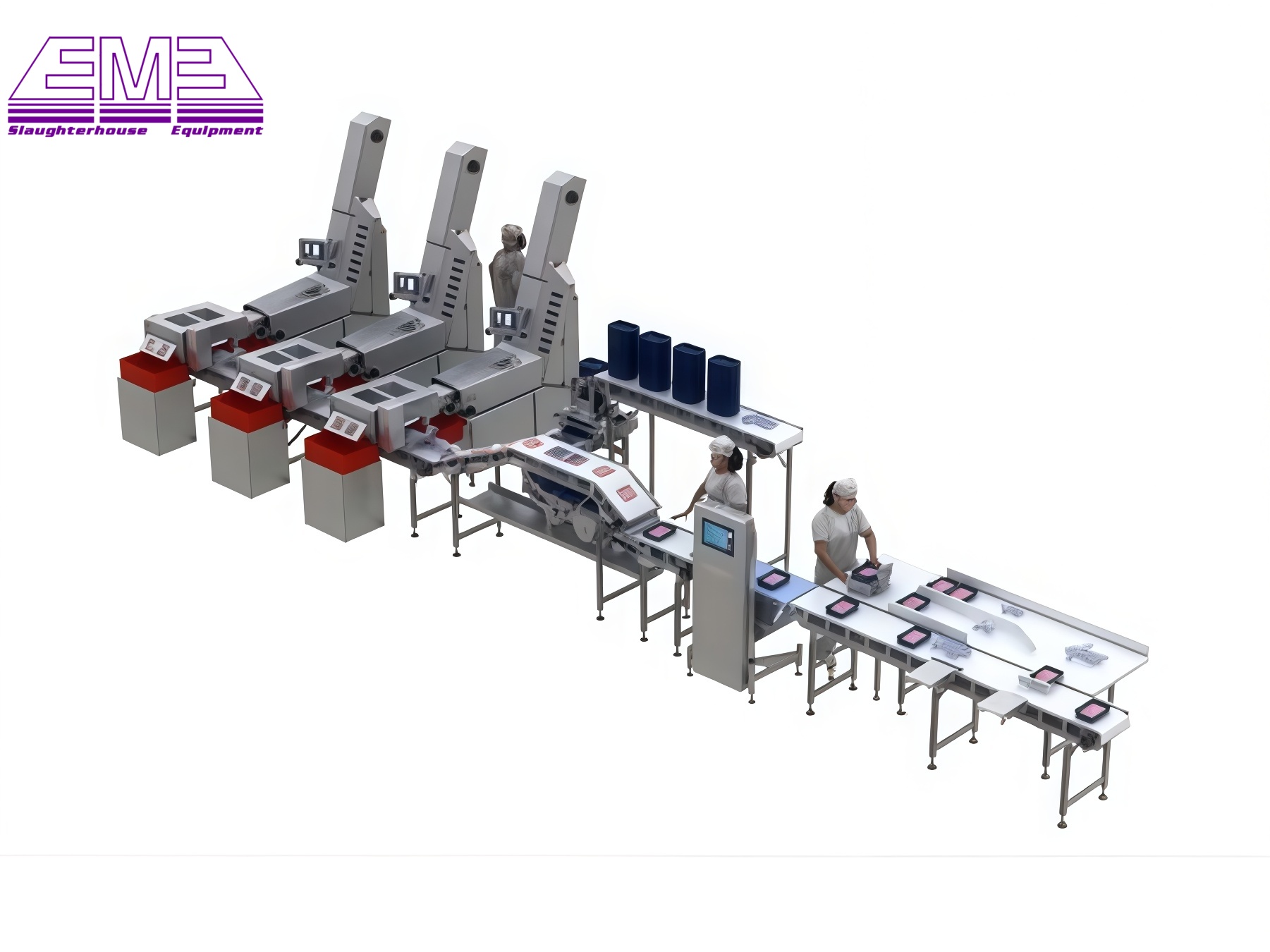 Belt conveyor for cattle, sheep, pig and poultry deboning