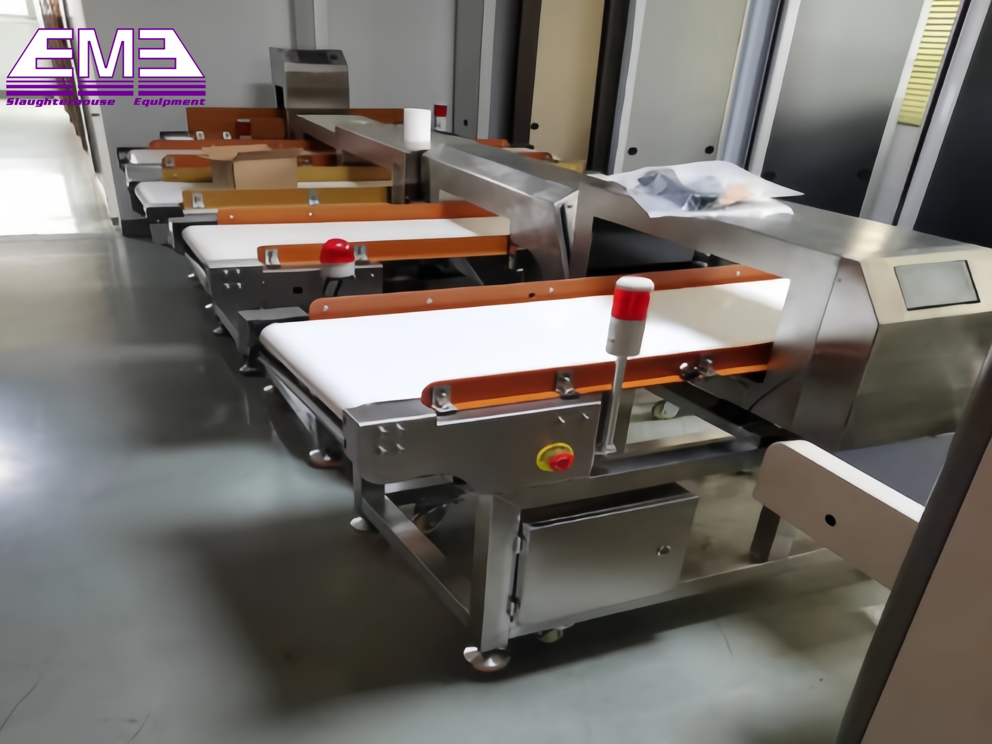 Magnetic metal detectors used to test the livestock meat for metal