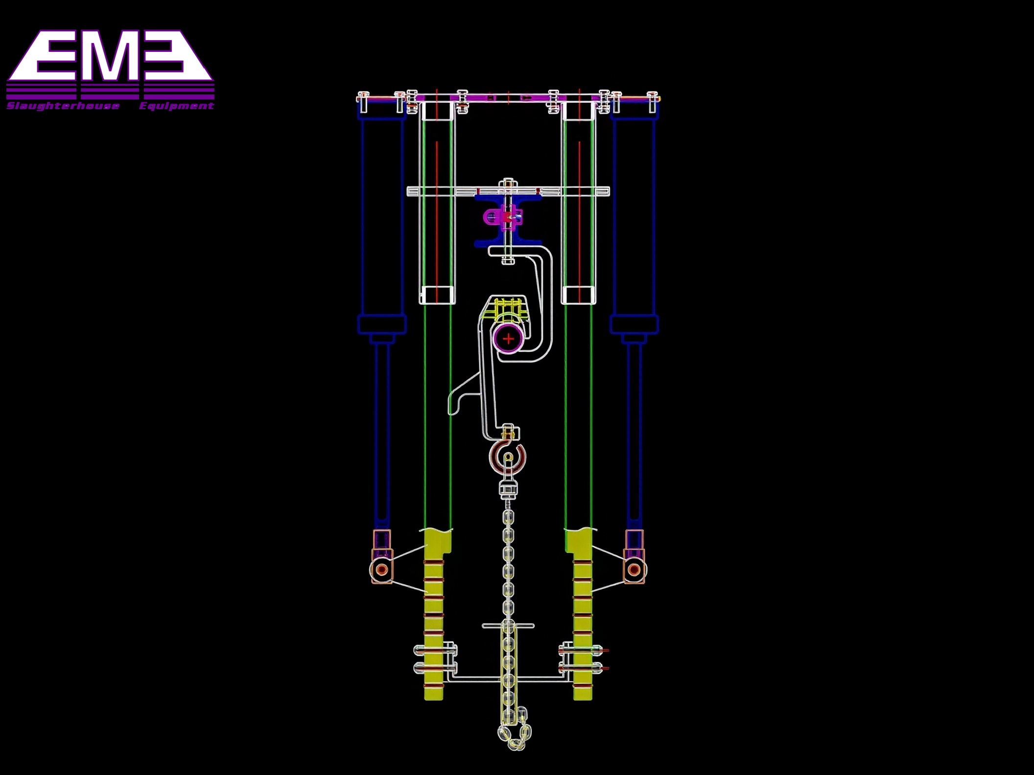 Pig carcass auto unloading device in pig slaughterhouse and abattoir