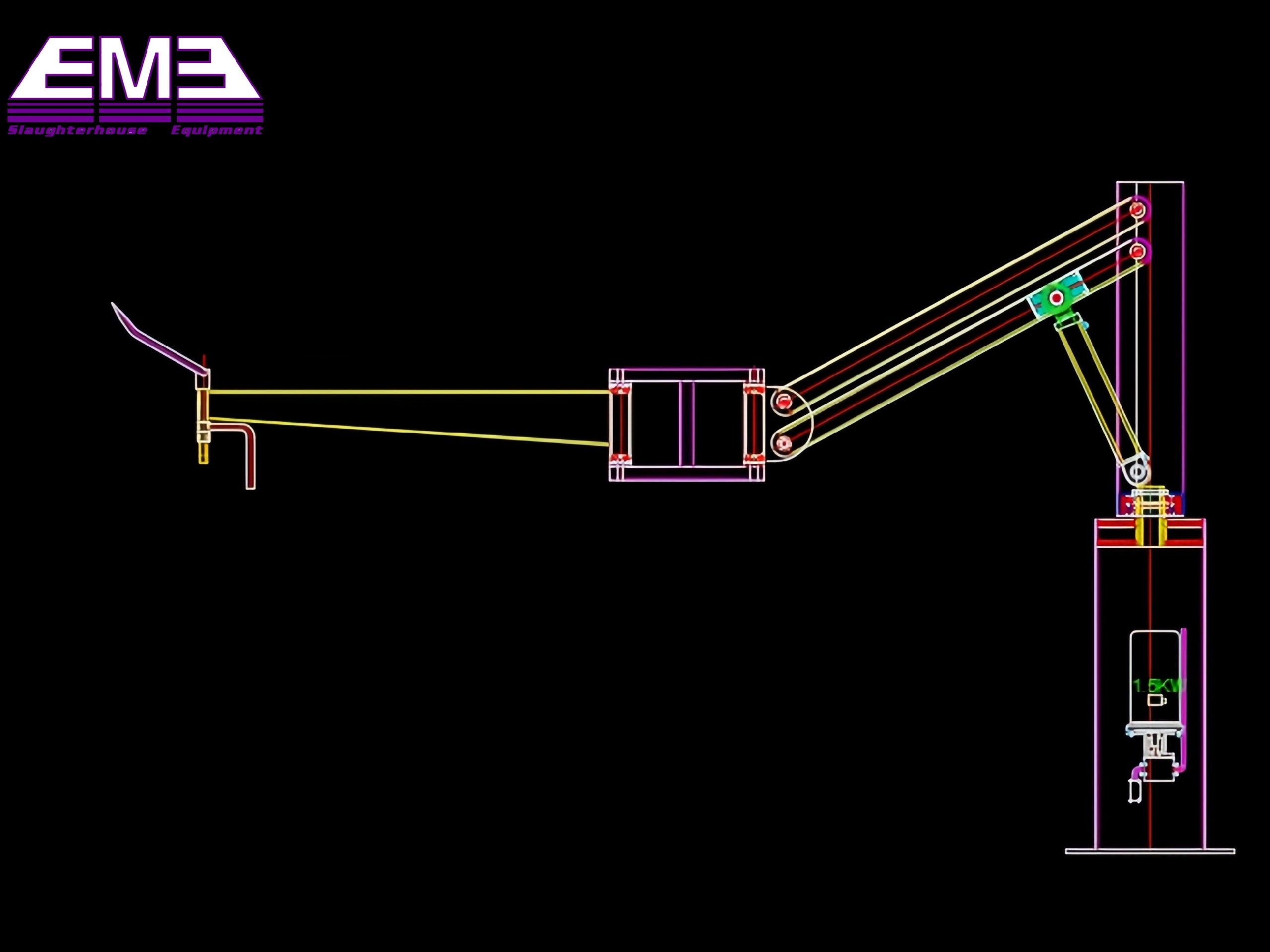 Arm type pig carcass unloading device for pig slaughterhouse