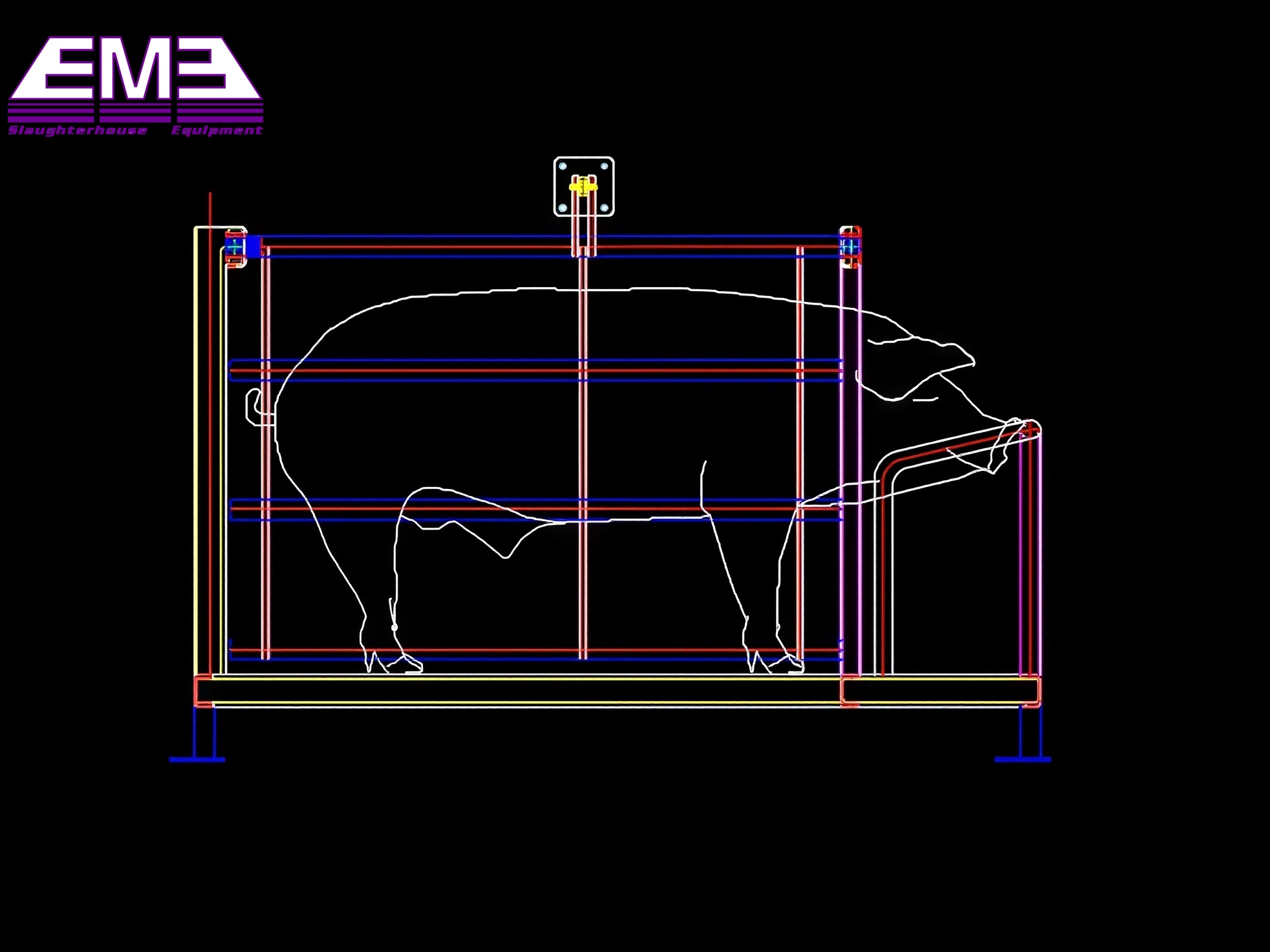 Living pig stunning box for slaughterhouse