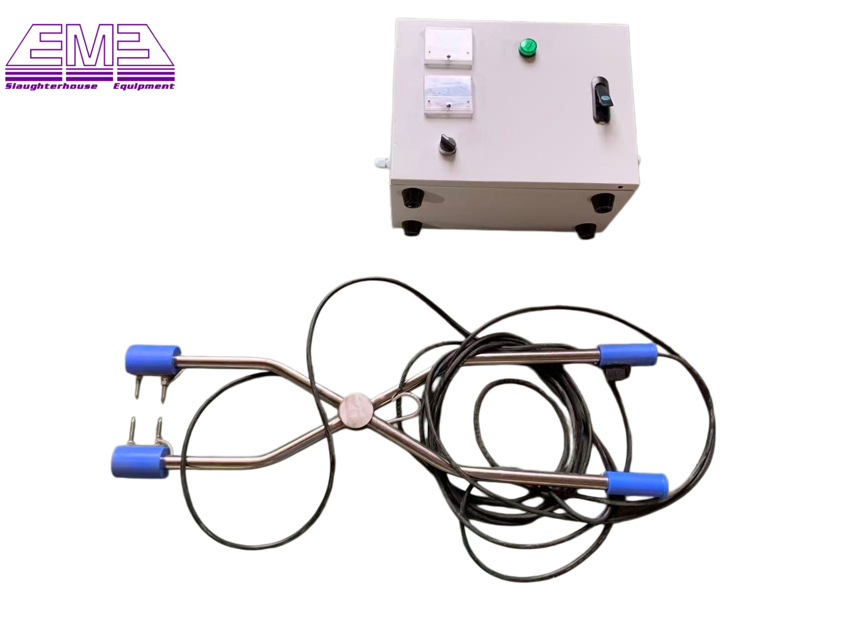 Living pig manual stunning device for meat processing machine