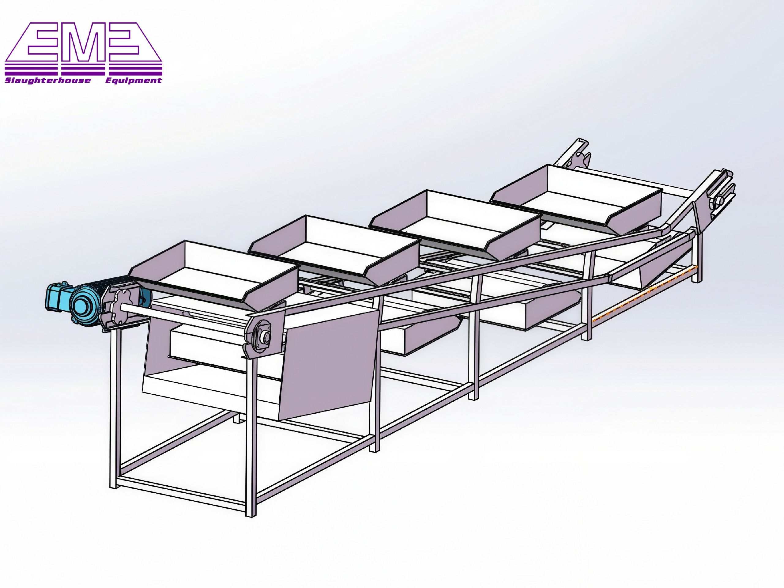 Cattle white viscera inspection tray conveyor