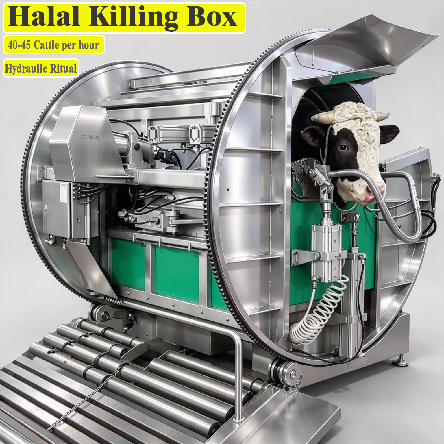 【QE-C103-I】Live cattle hydraulic ritual halal killing box Cattle slaughterhouse equipment cow abattoir machine