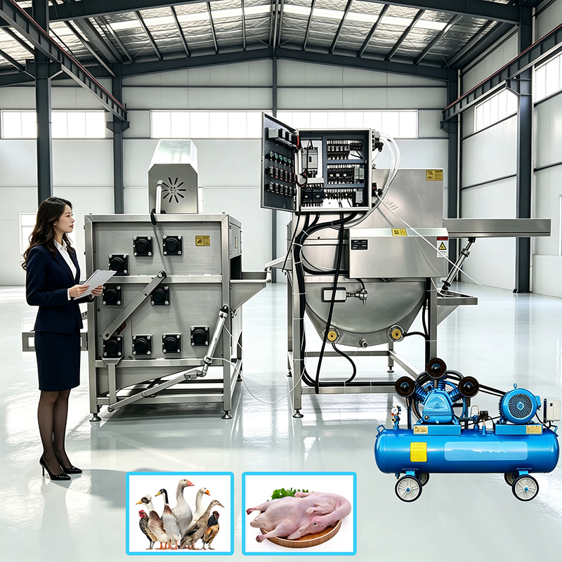【QE-B109-VI】Poultry carcass scalding and plucking combination machine poultry abattoir slaughterhouse equipment chicken slaughter machine