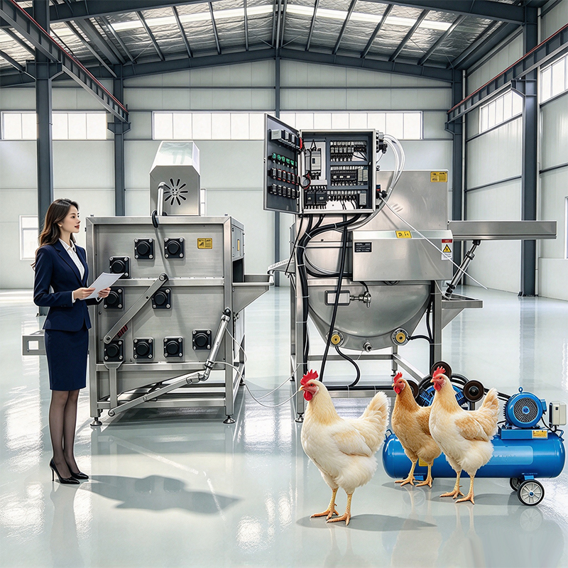 【QE-B109-VI】Poultry carcass scalding and plucking combination machine poultry abattoir slaughterhouse equipment chicken slaughter machine