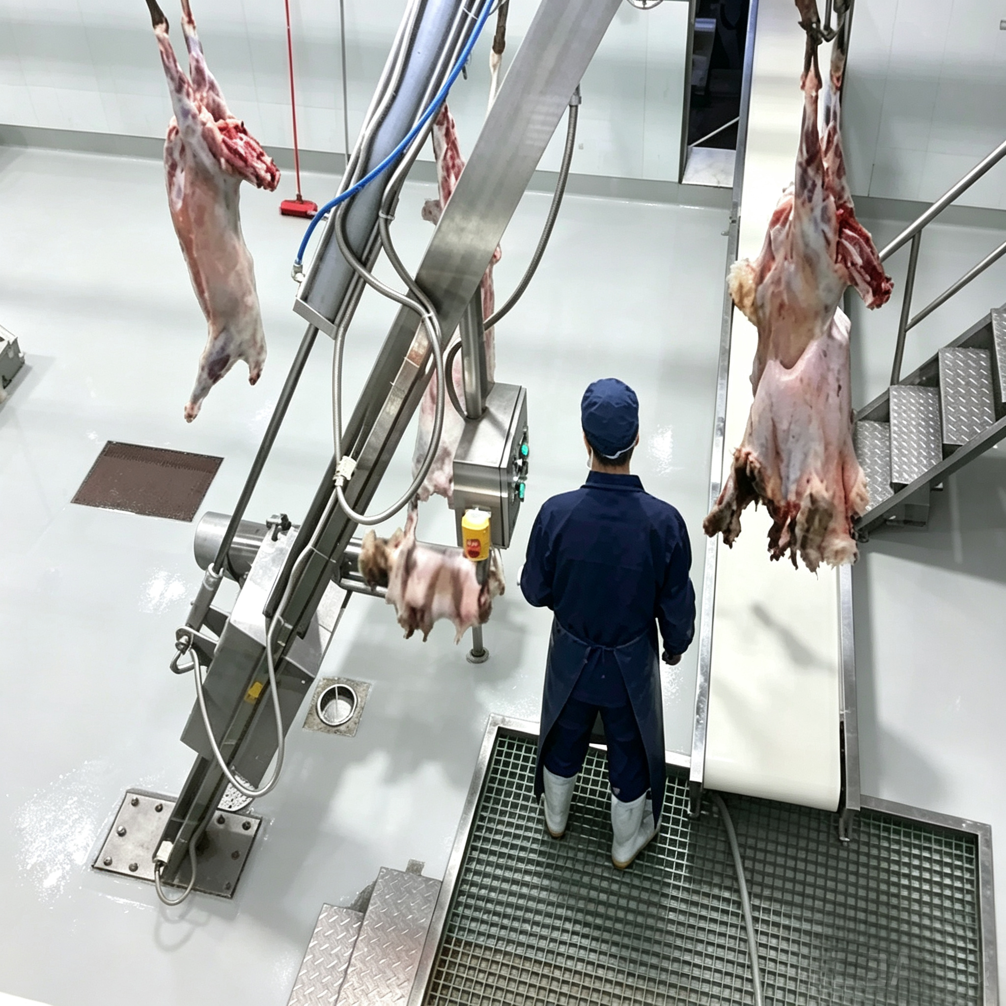 【QE-S206-II】Sheep(goat) carcass skin single column skin puller(Vertical or slope) sheep slaughterhouse slaughtering equipment goat abattoir goat slaughter line machine