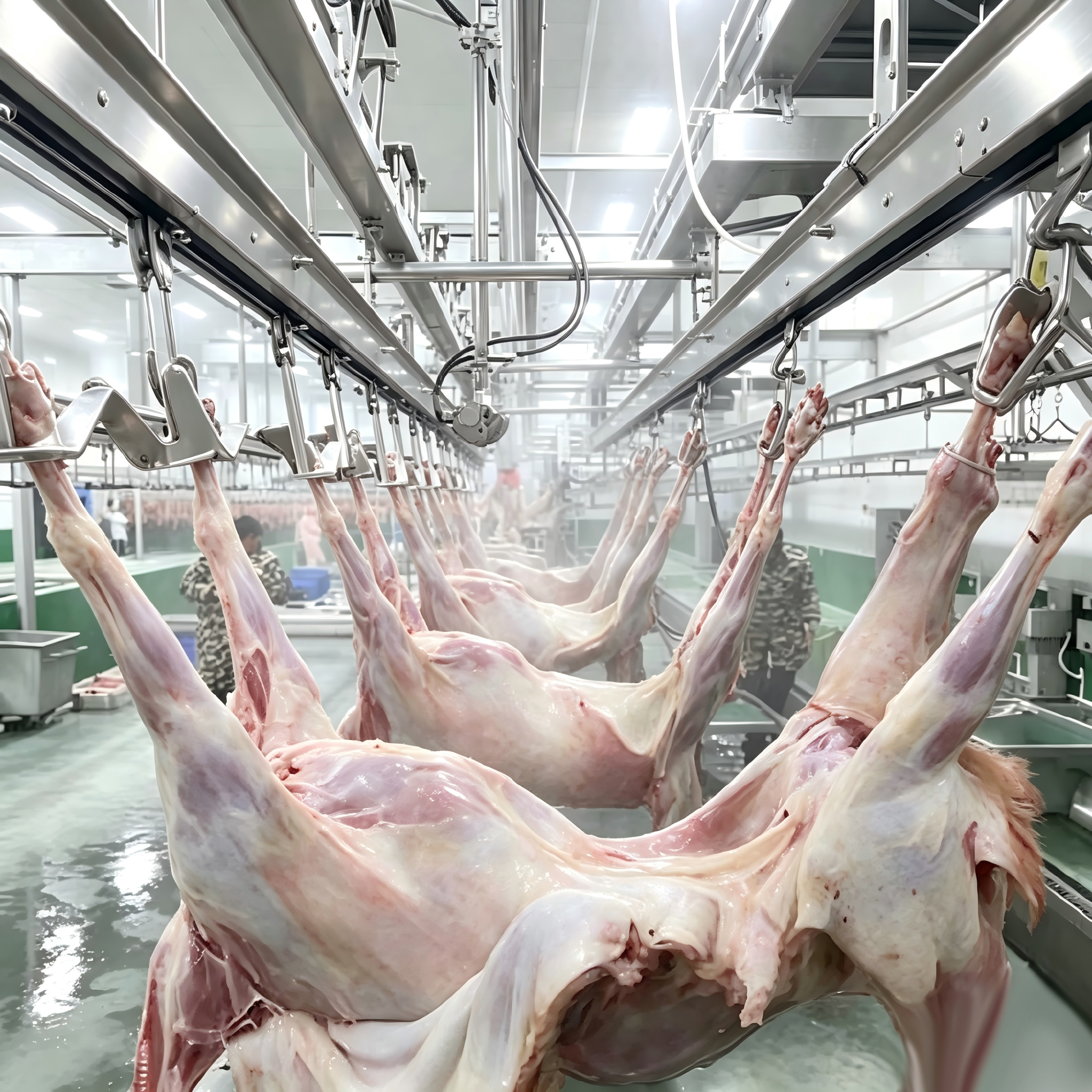 【QE-S201-III】Sheep(goat) carcass pre-skinning synchronous automatic convey rail sheep slaughterhouse slaughtering equipment goat abattoir goat slaughter line machine
